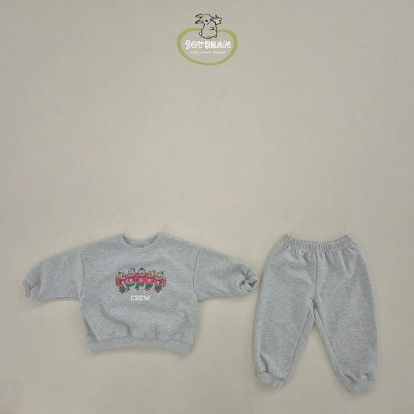 Soybean - Korean Children Fashion - #toddlerclothing - Beaver Crew Top Bottom Set - 11