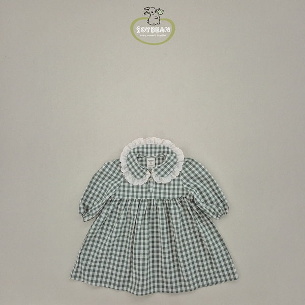 Soybean - Korean Children Fashion - #toddlerclothing - Loose Check Lace One-piece - 6