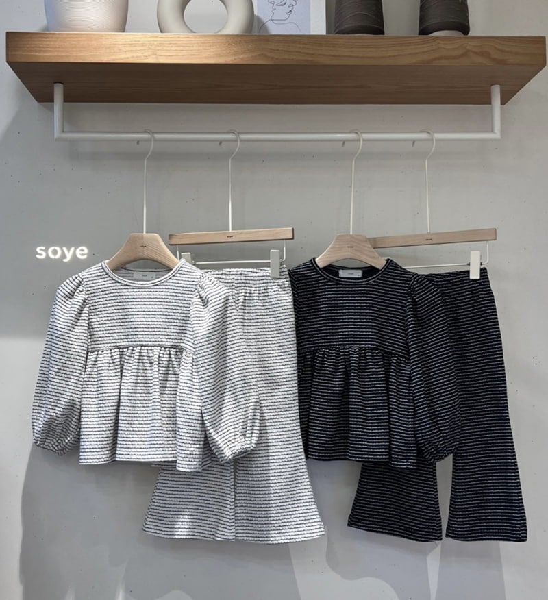 Soye - Korean Children Fashion - #kidsshorts - Bella Stripe Top Bottom Set