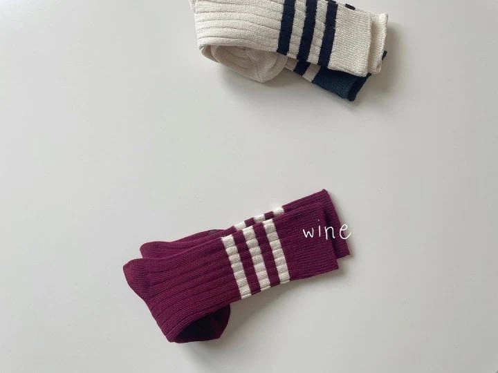 Teamand - Korean Children Fashion - #kidsshorts - Three Lines Rib Socks - 3