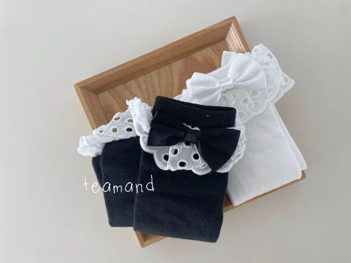 Teamand - Korean Children Fashion - #kidsshorts - Big Ribbon Knee Socks - 5