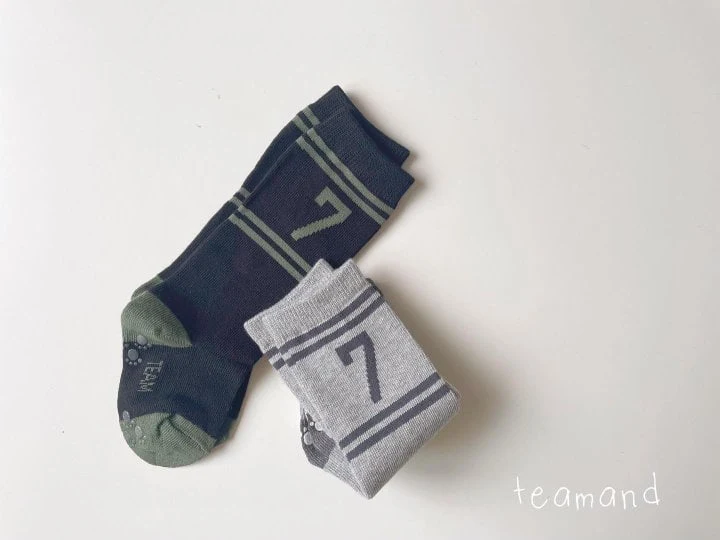 Teamand - Korean Children Fashion - #kidsstore - Number Socks Black+Gray (set of 2)