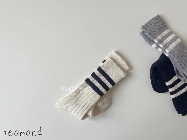 Teamand - Korean Children Fashion - #littlefashionista - Three Lines Rib Socks - 7