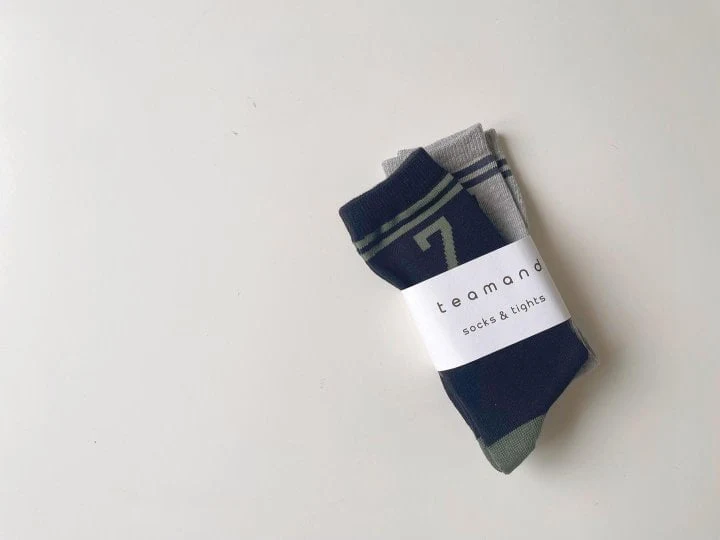 Teamand - Korean Children Fashion - #Kfashion4kids - Number Socks Black+Gray (set of 2) - 4