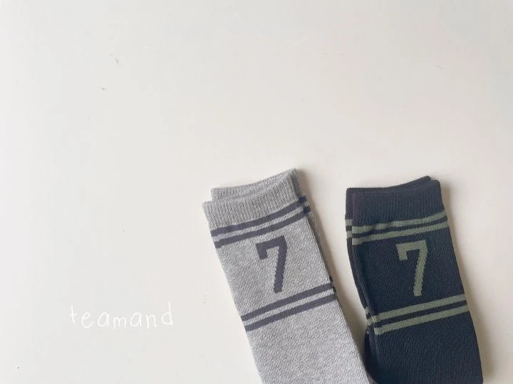 Teamand - Korean Children Fashion - #magicofchildhood - Number Socks Black+Gray (set of 2) - 5