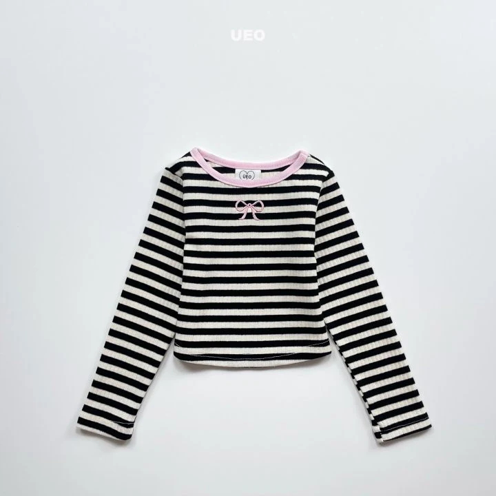 U Eo - Korean Children Fashion - #prettylittlegirls - Sweet Ribbon Stripe Tee - 4