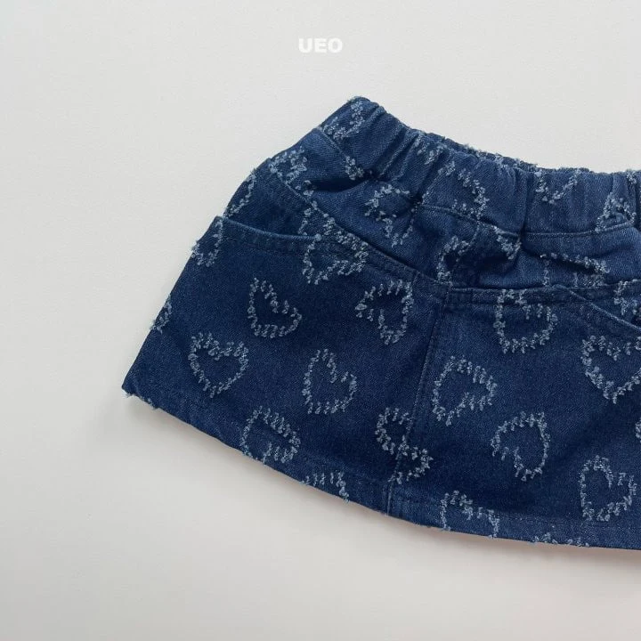 U Eo - Korean Children Fashion - #childofig - Heart Denim Skirt - 3