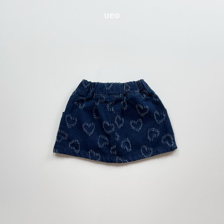 U Eo - Korean Children Fashion - #childofig - Heart Denim Skirt - 4