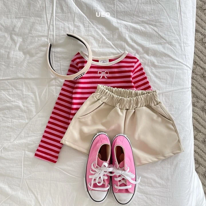 U Eo - Korean Children Fashion - #designkidswear - Sweet Ribbon Stripe Tee - 7