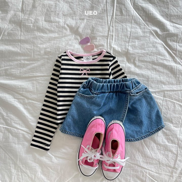 U Eo - Korean Children Fashion - #discoveringself - Sweet Ribbon Stripe Tee - 8