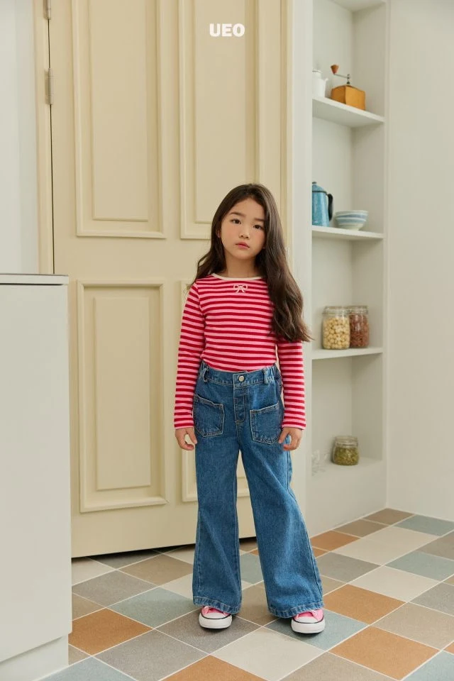 U Eo - Korean Children Fashion - #fashionkids - Sweet Ribbon Stripe Tee - 9