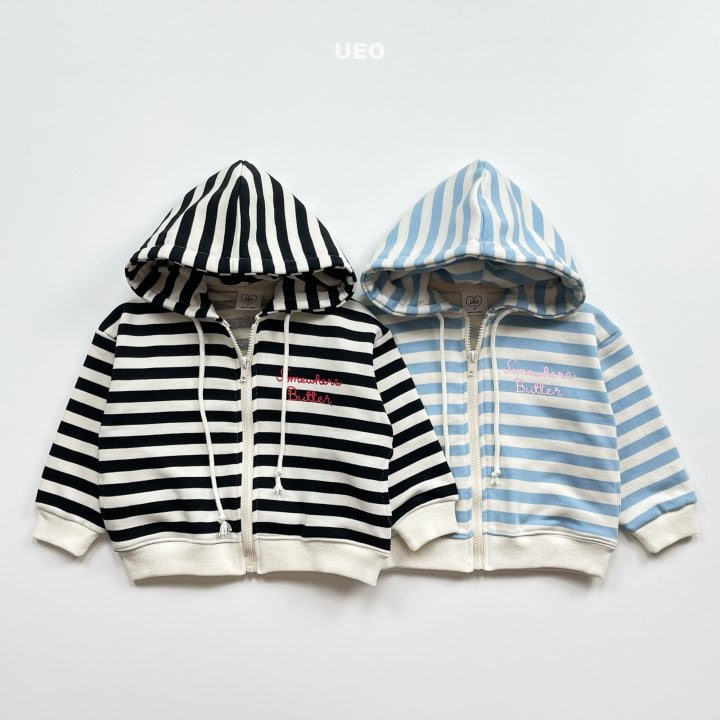 U Eo - Korean Children Fashion - #fashionkids - Butter Stripe Hood Zip-up