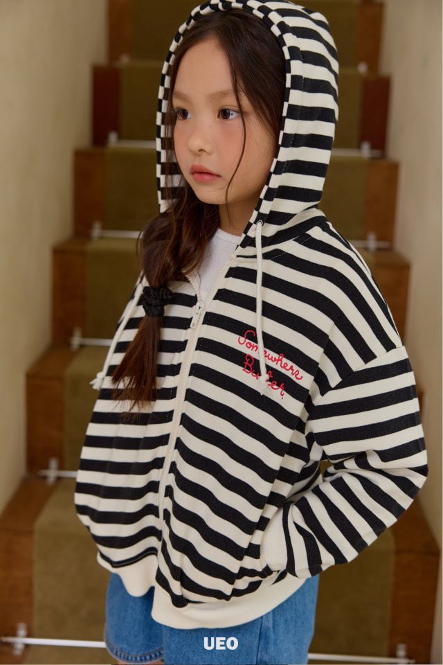 U Eo - Korean Children Fashion - #kidsshorts - Butter Stripe Hood Zip-up - 2