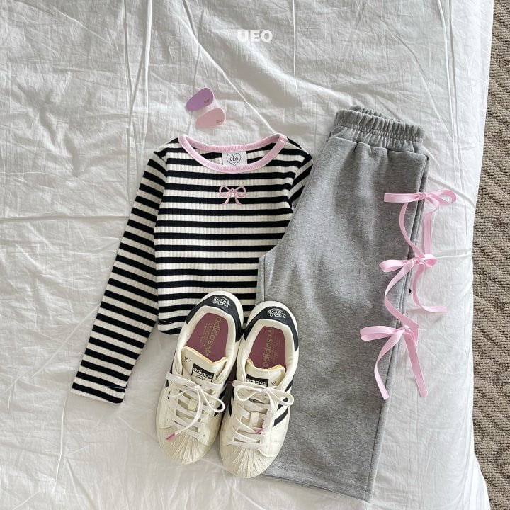 U Eo - Korean Children Fashion - #kidzfashiontrend - Sweet Ribbon Stripe Tee - 12