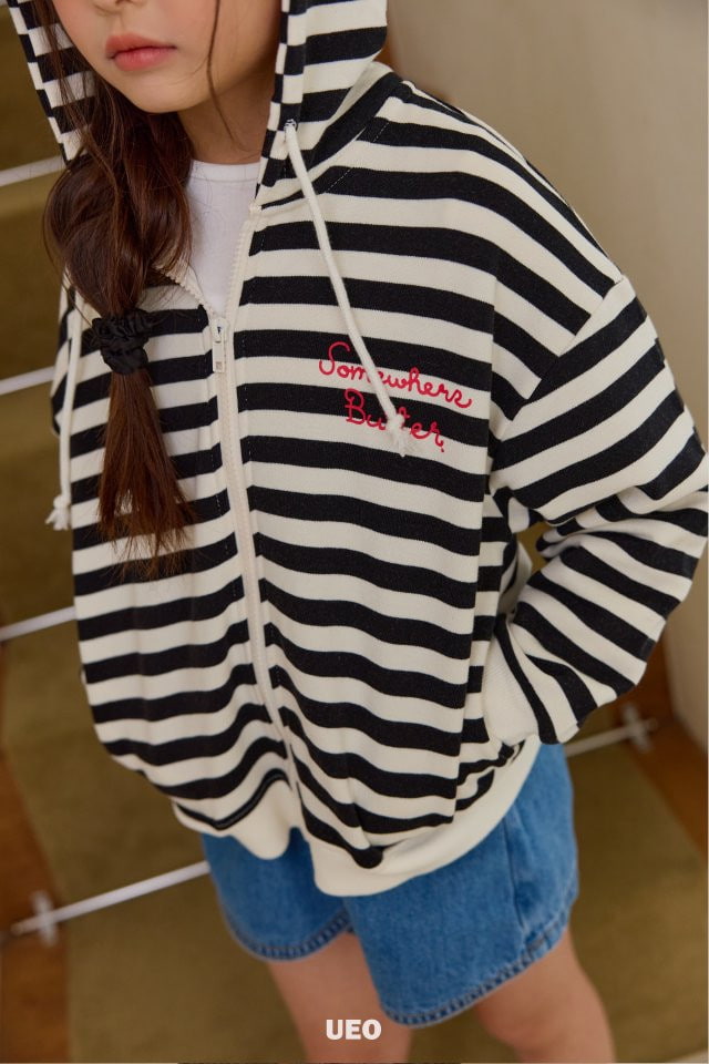 U Eo - Korean Children Fashion - #kidsstore - Butter Stripe Hood Zip-up - 4