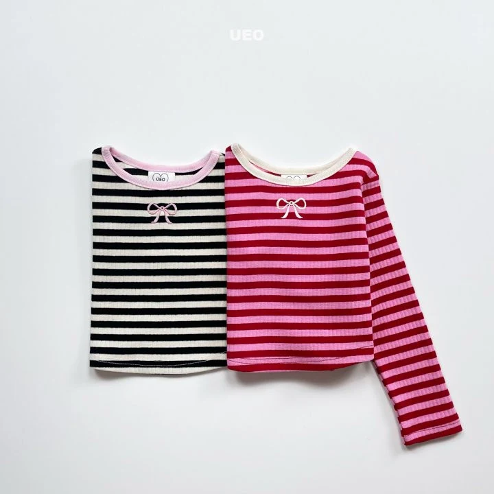 U Eo - Korean Children Fashion - #prettylittlegirls - Sweet Ribbon Stripe Tee - 3