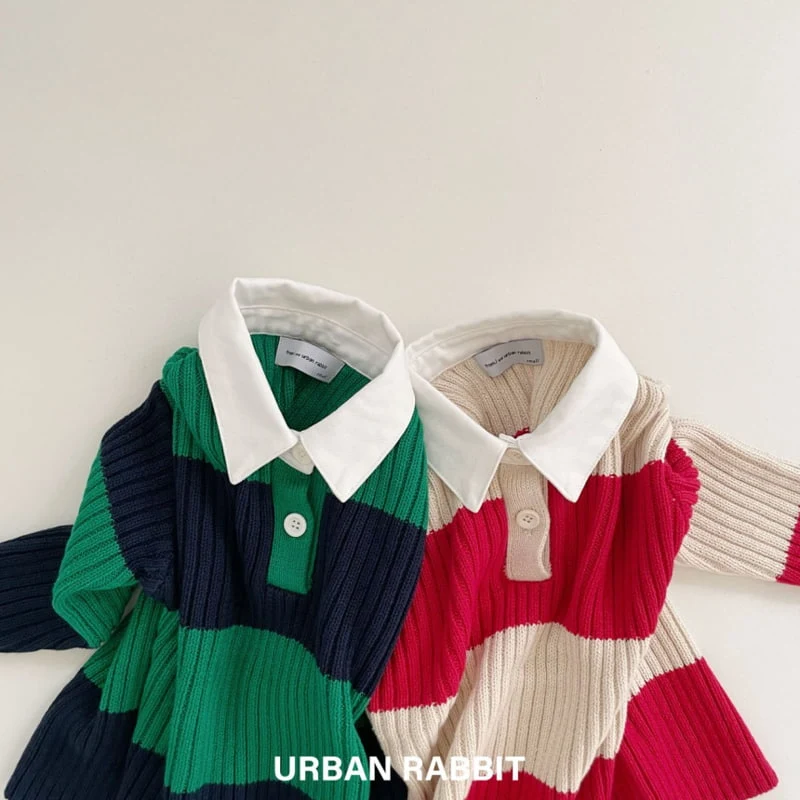 Urban Rabbit - Korean Children Fashion - #fashionkids - Stripe Collar Knit Pullover - 11