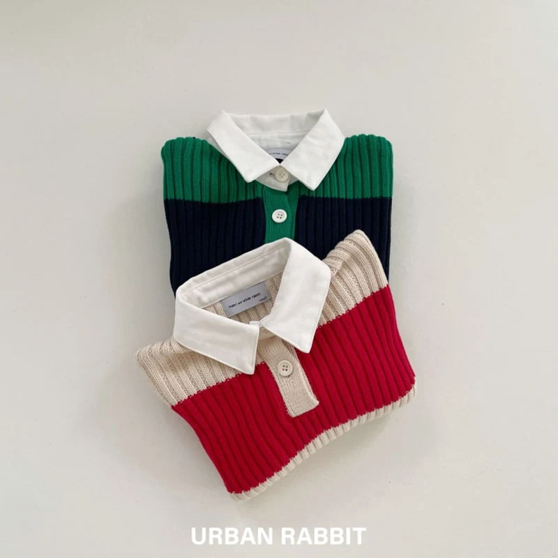 Urban Rabbit - Korean Children Fashion - #kidsshorts - Stripe Collar Knit Pullover - 12