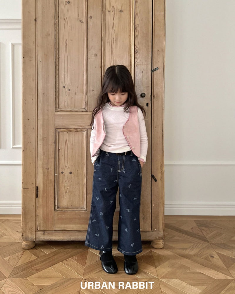 Urban Rabbit - Korean Children Fashion - #kidsstore - Ribbon Denim Pants - 10