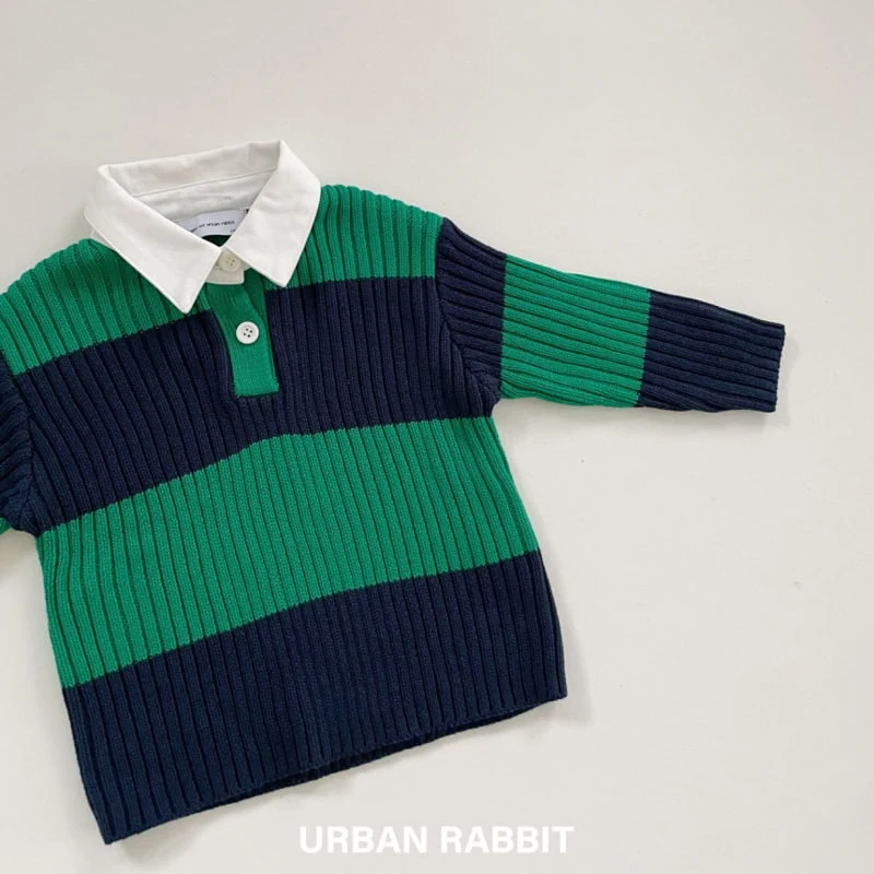 Urban Rabbit - Korean Children Fashion - #toddlerclothing - Stripe Collar Knit Pullover - 5