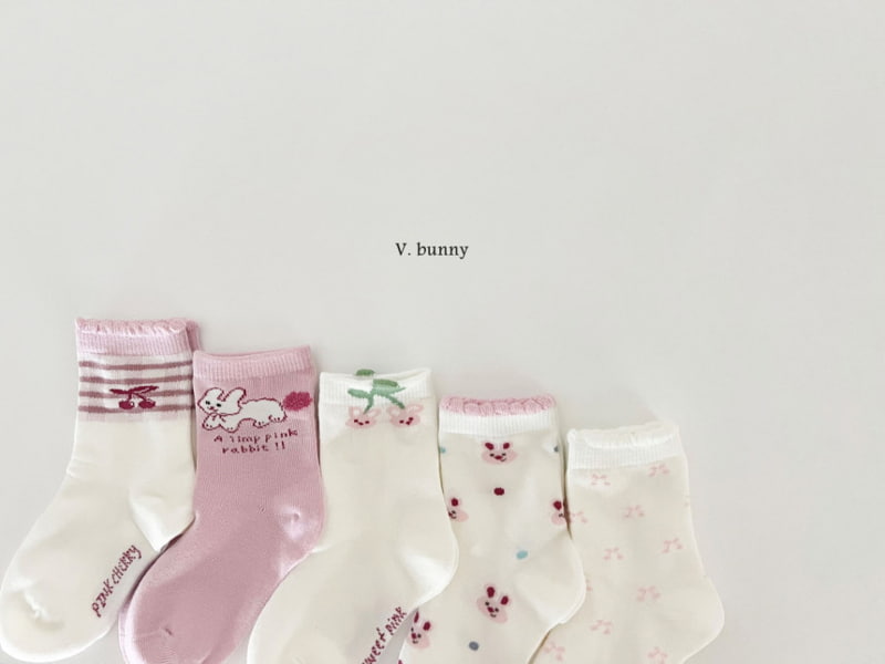 V Bunny - Korean Children Fashion - #Kfashion4kids - Rabbit Cherry Socks - 3