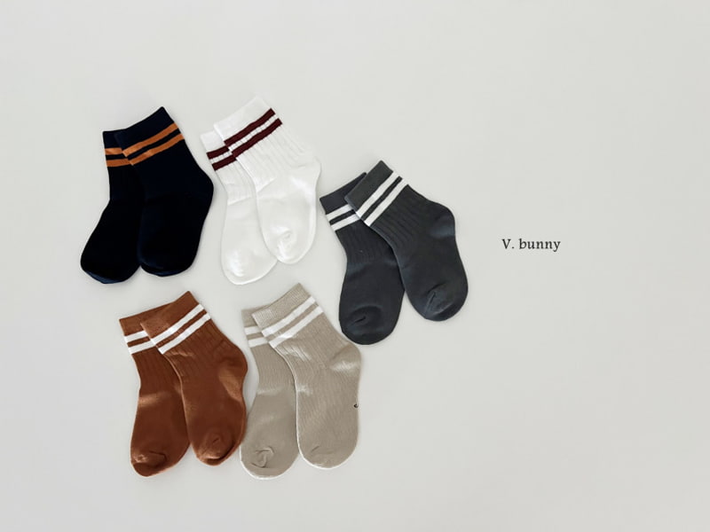 V Bunny - Korean Children Fashion - #childofig - Two Lines Socks - 3