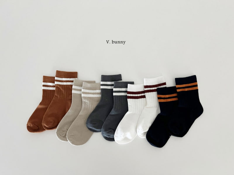 V Bunny - Korean Children Fashion - #childofig - Two Lines Socks - 4