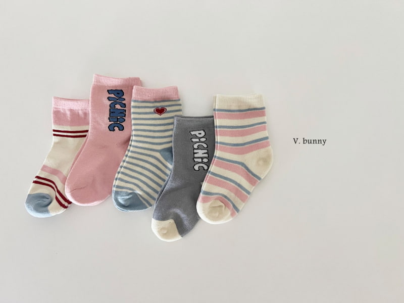 V Bunny - Korean Children Fashion - #childofig - Picnic Socks  - 3