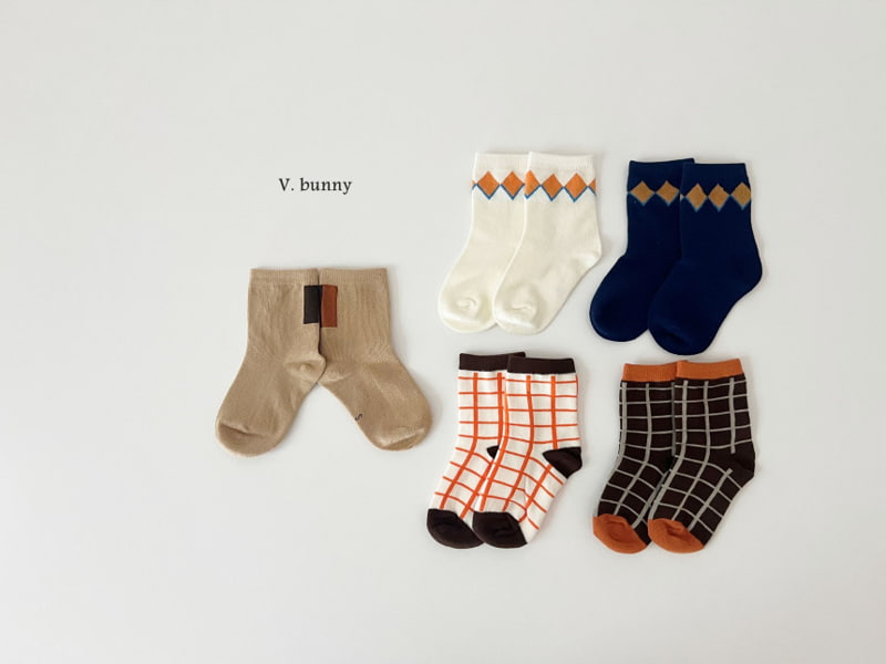 V Bunny - Korean Children Fashion - #prettylittlegirls - Check Dia Socks - 4