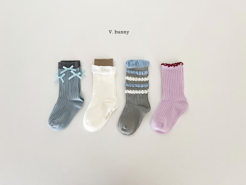 V Bunny - Korean Children Fashion - #childofig - Blue Ribbon Socks - 12