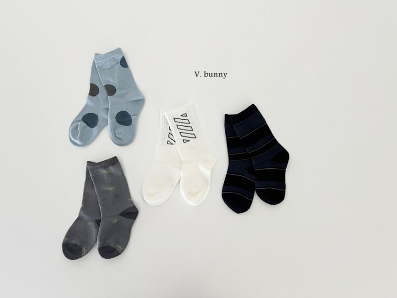 V Bunny - Korean Children Fashion - #childofig - Block Socks - 2