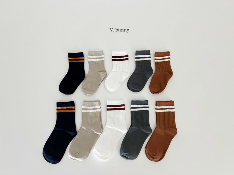 V Bunny - Korean Children Fashion - #childrensboutique - Two Lines Socks - 5