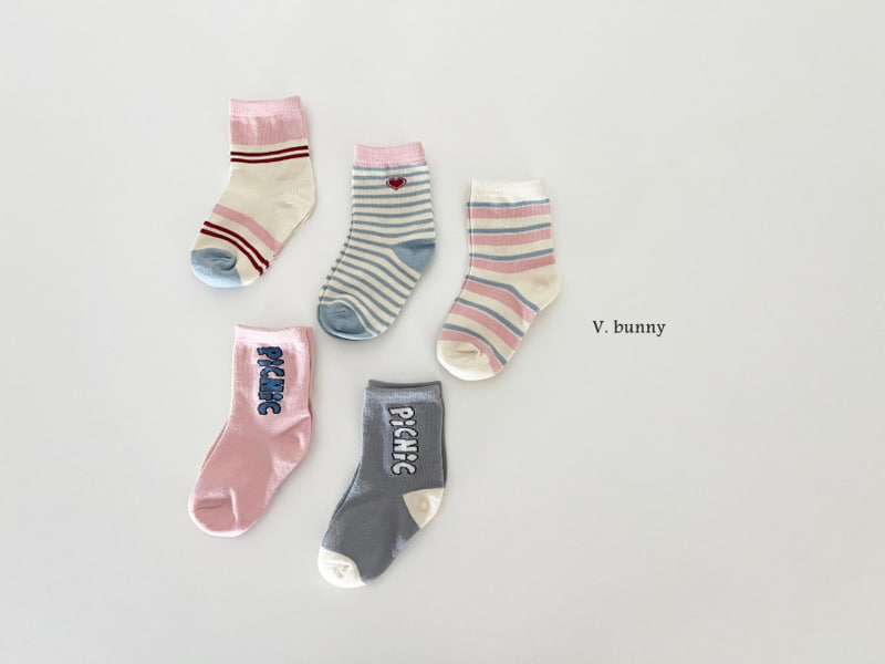 V Bunny - Korean Children Fashion - #childofig - Picnic Socks  - 4