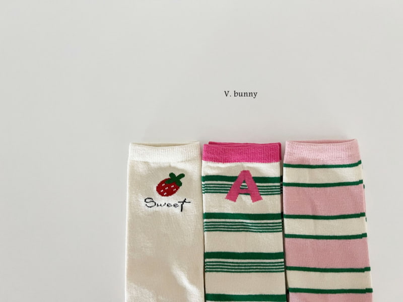 V Bunny - Korean Children Fashion - #childofig - Strawberry A Socks - 4