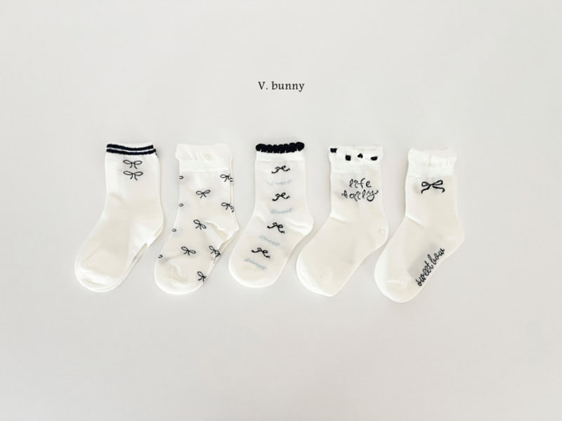 V Bunny - Korean Children Fashion - #childrensboutique - Ribbon Tweet Socks