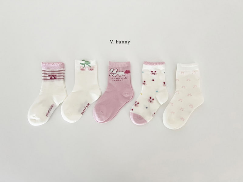 V Bunny - Korean Children Fashion - #childrensboutique - Rabbit Cherry Socks - 12