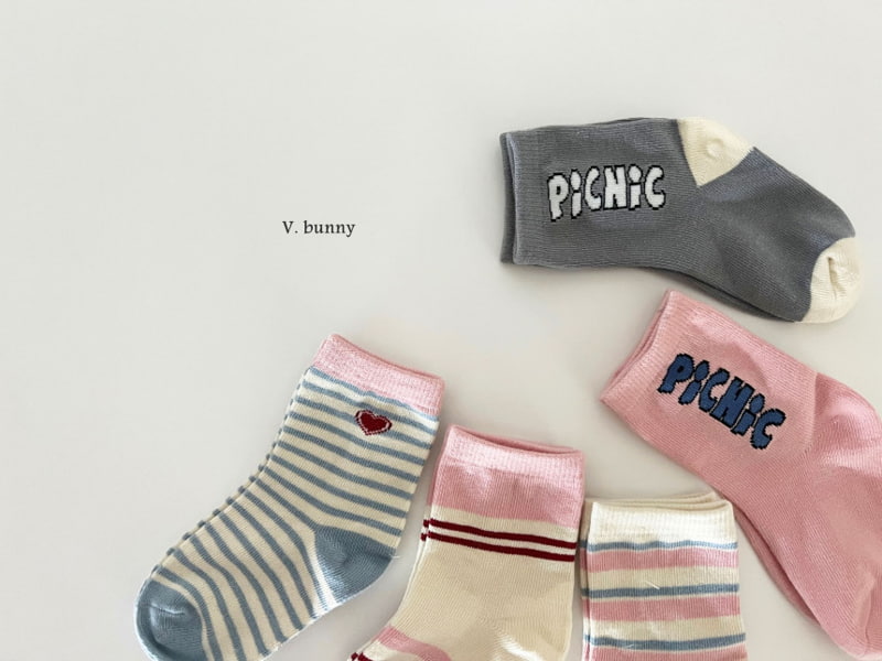 V Bunny - Korean Children Fashion - #designkidswear - Picnic Socks  - 5