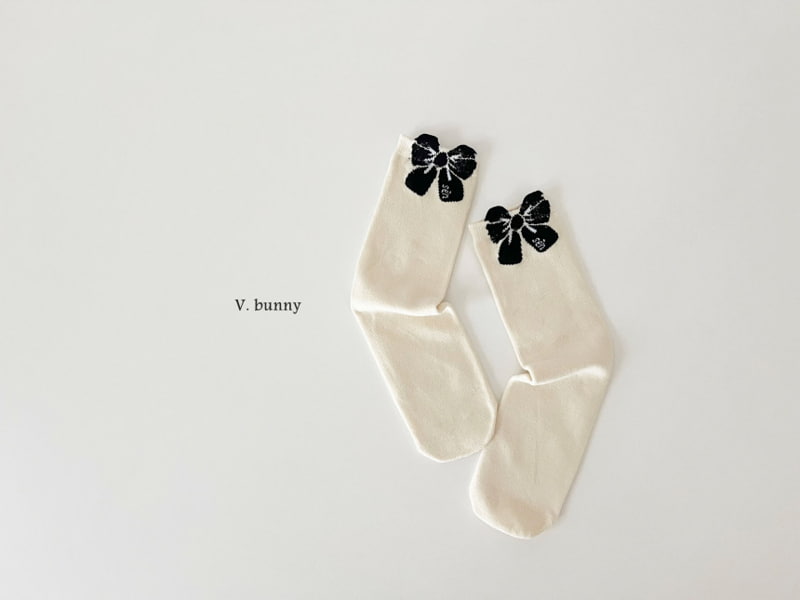 V Bunny - Korean Children Fashion - #designkidswear - Big Ribbon Socks - 9