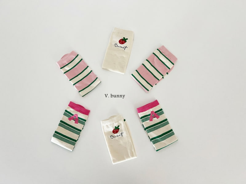 V Bunny - Korean Children Fashion - #designkidswear - Strawberry A Socks - 5