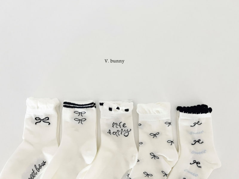 V Bunny - Korean Children Fashion - #designkidswear - Ribbon Tweet Socks - 2