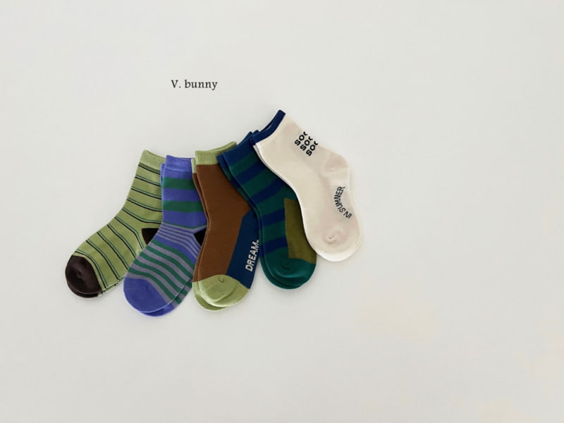 V Bunny - Korean Children Fashion - #discoveringself - Green Socks - 5