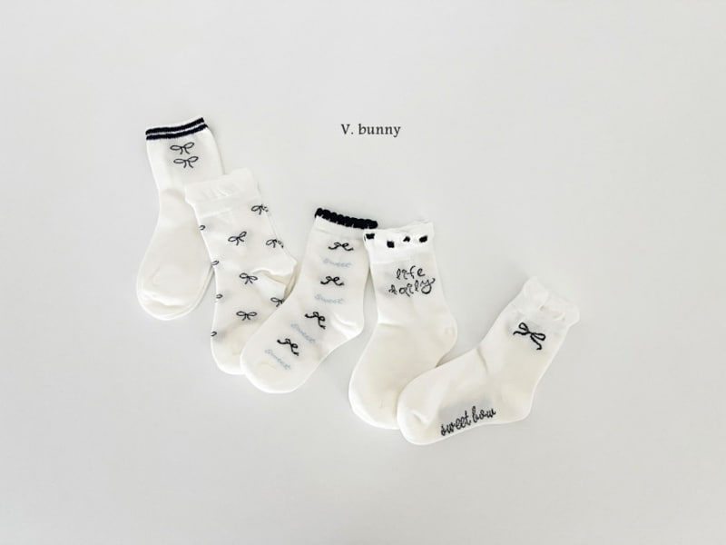 V Bunny - Korean Children Fashion - #discoveringself - Ribbon Tweet Socks - 3