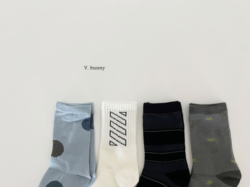 V Bunny - Korean Children Fashion - #discoveringself - Block Socks - 5