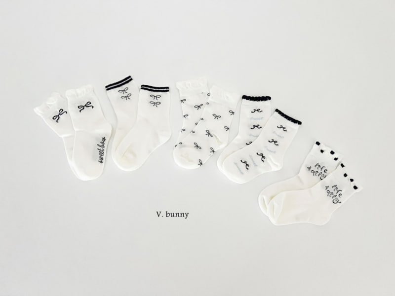 V Bunny - Korean Children Fashion - #discoveringself - Ribbon Tweet Socks - 4