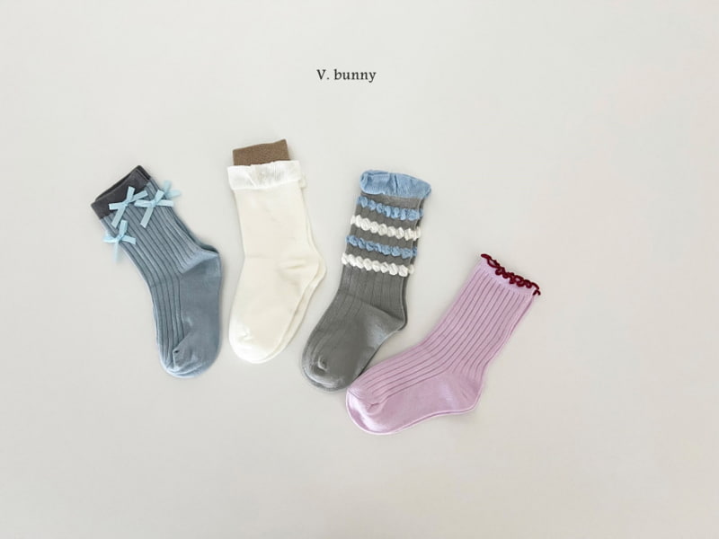 V Bunny - Korean Children Fashion - #fashionkids - Blue Ribbon Socks - 2