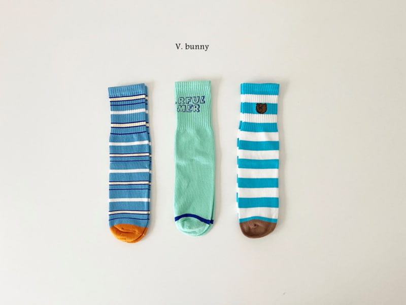 V Bunny - Korean Children Fashion - #kidsshorts - Stripe Bear Socks