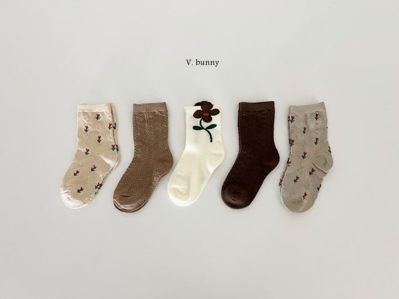 V Bunny - Korean Children Fashion - #kidsshorts - Small Flower Socks