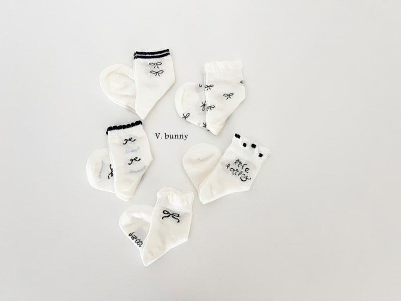 V Bunny - Korean Children Fashion - #kidsshorts - Ribbon Tweet Socks - 5