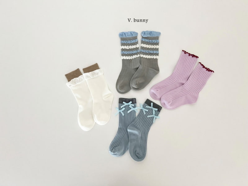 V Bunny - Korean Children Fashion - #kidsshorts - Blue Ribbon Socks - 3