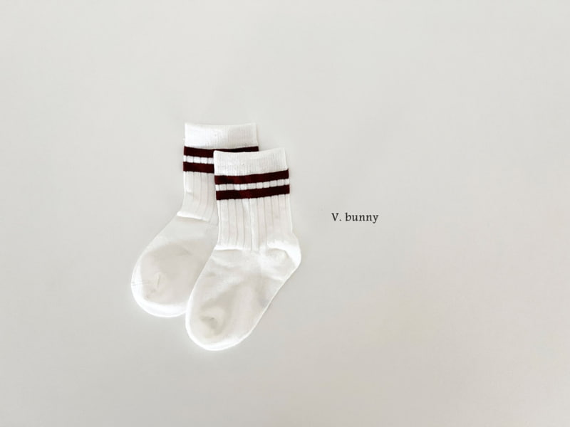 V Bunny - Korean Children Fashion - #kidsstore - Two Lines Socks - 10